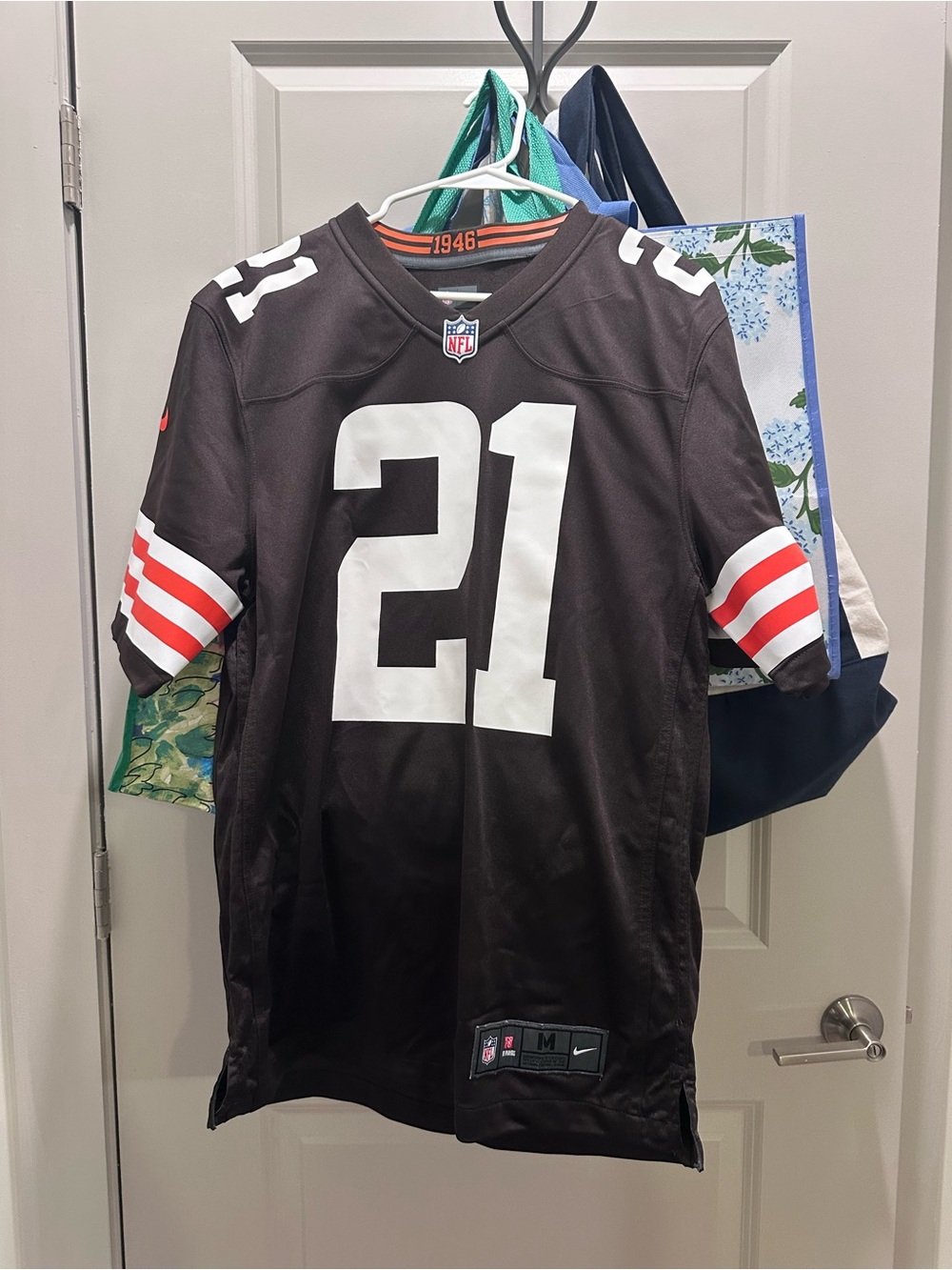Nike Brown NFL #21 Men's Football Jersey with White Numbers